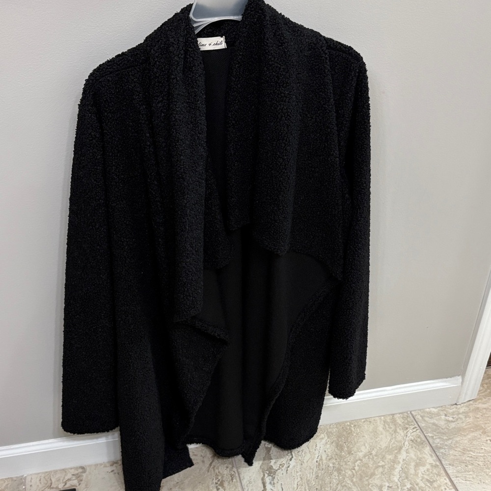 Black Open Front Cardigan